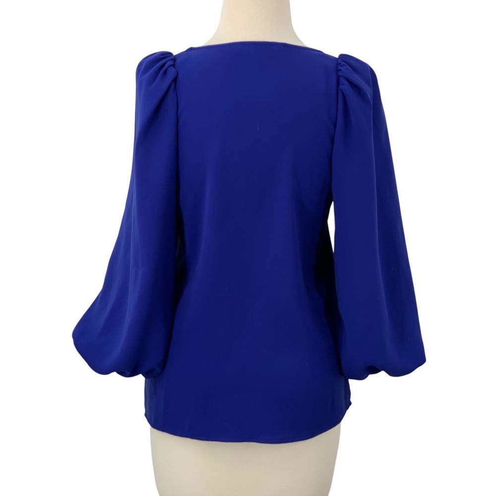 Trina Turk Women's Danise 3/4 Puff Balloon Sleeve V-Neck Blouse Royal Blue Sz XS - Picture 7 of 10